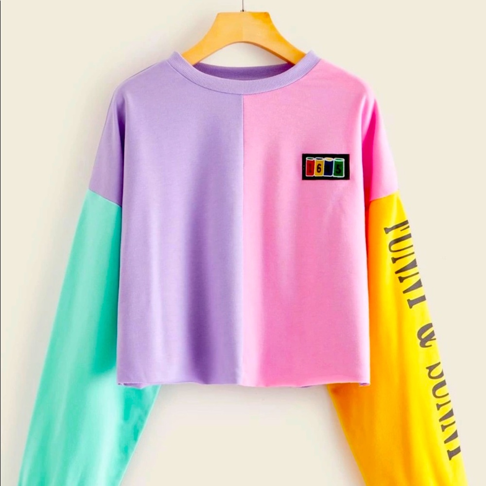 Colorful crew top sweater new